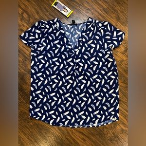 Hilary Radley V Neck Blue Blouse Size S